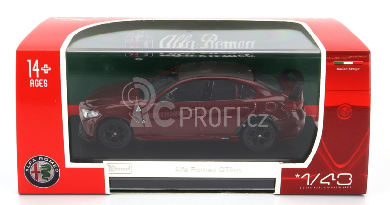 Bburago Alfa romeo Giulia Gtam 2020 - With Hard Showcase - Exclusive Carmodel 1:43 Rosso Gta - Red Met