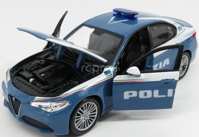 Bburago Alfa romeo Giulia Polizia 2016 1:24 Modrá Bílá