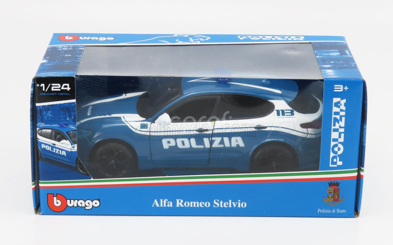 Bburago Alfa romeo Stelvio Polizia 2017 1:24 Světle Modrá