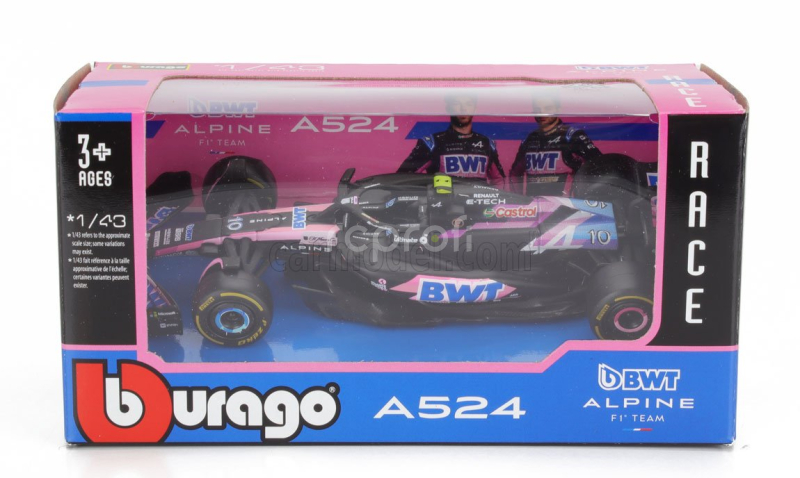 Bburago Alpine F1  A524 Team Bwt Alpine N 10 Season 2024 Pierre Gasly 1:43 Černá Modrá Růžová