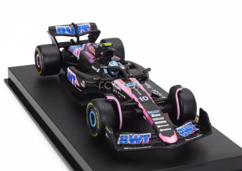 Bburago Alpine F1  A524 Team Bwt Alpine N 10 Season 2024 Pierre Gasly - With Pilot And Showcase 1:43 Černá Modrá Růžová