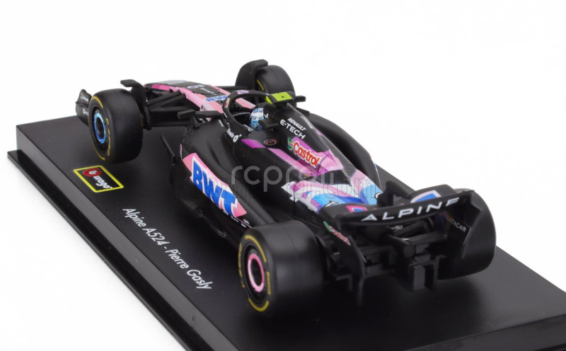 Bburago Alpine F1  A524 Team Bwt Alpine N 10 Season 2024 Pierre Gasly - With Pilot And Showcase 1:43 Černá Modrá Růžová