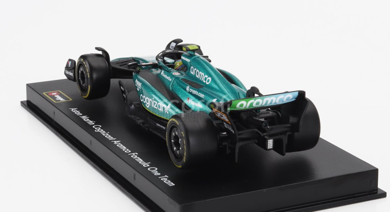 Bburago Aston martin F1  Amr23 Team Aramco Cognizant N 14 Season 2023 Fernando Alonso - With Pilot And Showcase 1:43 Zelená
