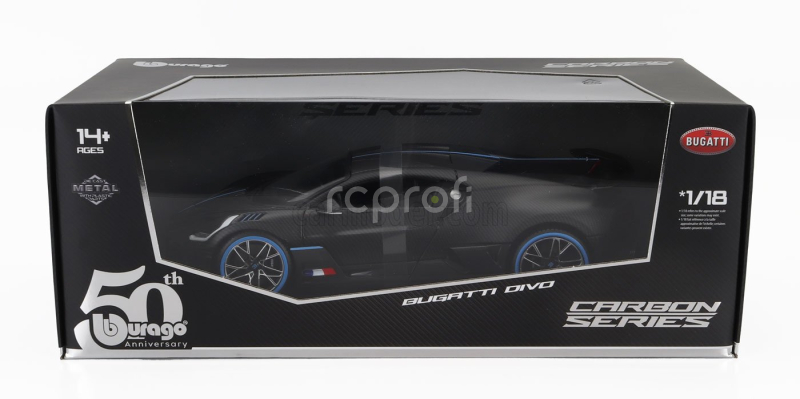 Bburago Bugatti Divo 2018 - 50th Anniversary Bburago 1:18 Matně Černá Uhlíková Vlákna