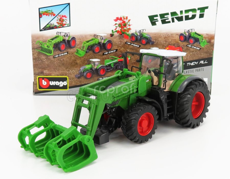 Bburago Fendt Vario 1050 Tractor With Front Grapple 2016 1:50 Zelená Šedá Červená