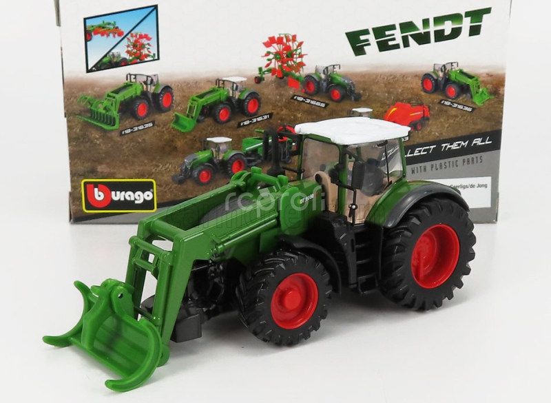 Bburago Fendt Vario 1050 Tractor With Front Logging Grab 2016 1:50 Zelená Šedá Červená