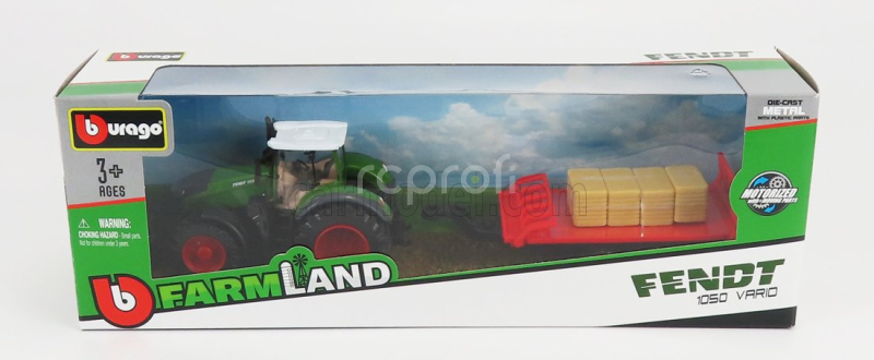 Bburago Fendt Vario 1050 Tractor With Trailer 2016 1:50 Zelená Červená