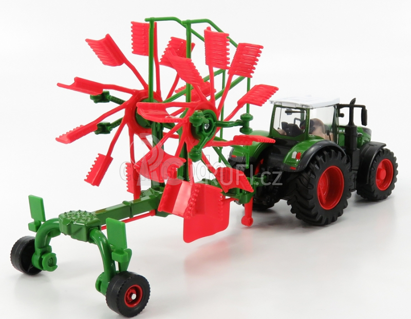 Bburago Fendt Vario 1050 Tractor With Whirl Rake Trailer 2016 1:50 Zelená Šedá Červená