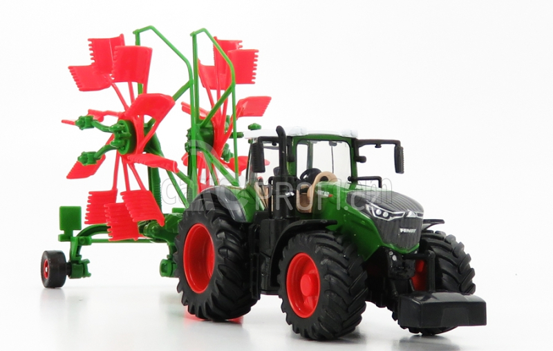 Bburago Fendt Vario 1050 Tractor With Whirl Rake Trailer 2016 1:50 Zelená Šedá Červená