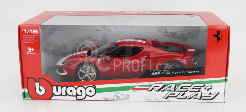 Bburago Ferrari 296 Gtb Assetto Fiorano 2022 1:18 Červená Bílá