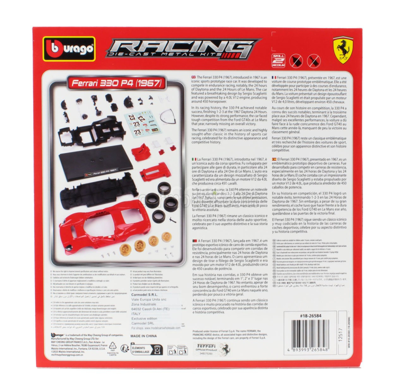 Bburago Ferrari 330 P3 4.0l V12 Spider Team Ferrari Spa Sefac N 23 Winner 24h Daytona 1967 Lorenzo Bandini - Chris Amon 1:24 Red