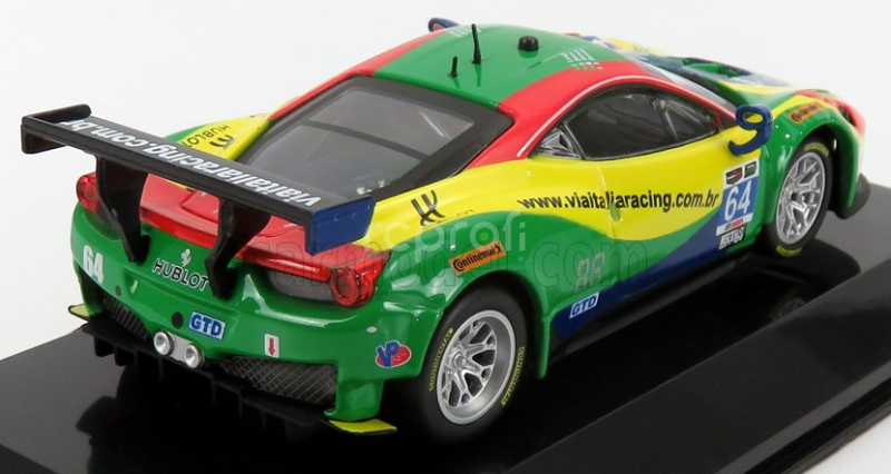 Bburago Ferrari 458 Italia Gt3 4.5l V8 Team Scuderia Corsa N 64 24h Daytona 2015 Andrea Bertolini - Francisco Longo - Daniel Serra - Marcos Gomes 1:43 Červená Zelená Modrá Žlutá
