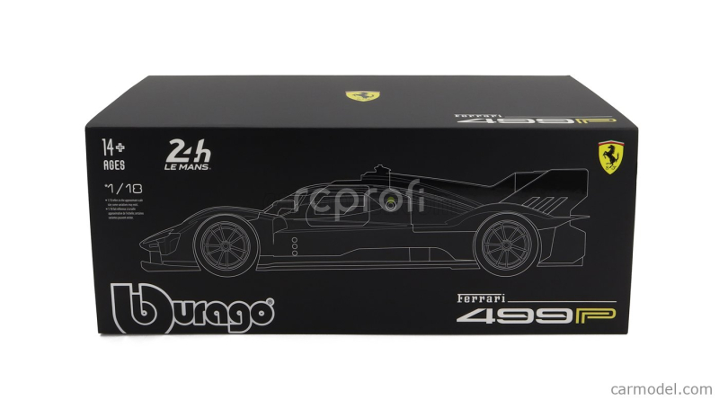 Bburago Ferrari 499p 3.0l Turbo V6 Team Ferrari Af Corse N 51 Winner 24h Le Mans 2023 Alessandro Pier Guidi - James Calado - Antonio Giovinazzi  - With Showcase - Exclusive Carmodel 1:18 Červená Žlutá Černá