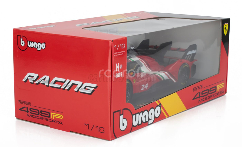 Bburago Ferrari 499p 3.0l Turbo V6 N 24 Modificata 2024 1:18 Červená Žlutá Černá