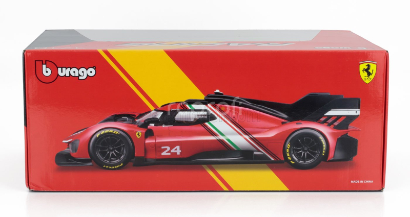 Bburago Ferrari 499p 3.0l Turbo V6 N 24 Modificata 2024 1:18 Červená Žlutá Černá