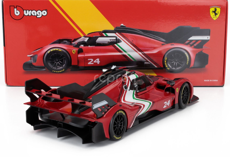 Bburago Ferrari 499p 3.0l Turbo V6 N 24 Modificata 2024 1:18 Červená Žlutá Černá