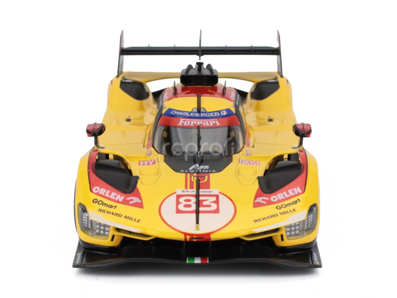 Bburago Ferrari 499p 3.0l Turbo V6 Team Af Corse N  83 24h Le Mans 2024 Robert Kubica - Robert Shwartzman - Yifei Ye 1:18 Žlutá Červená