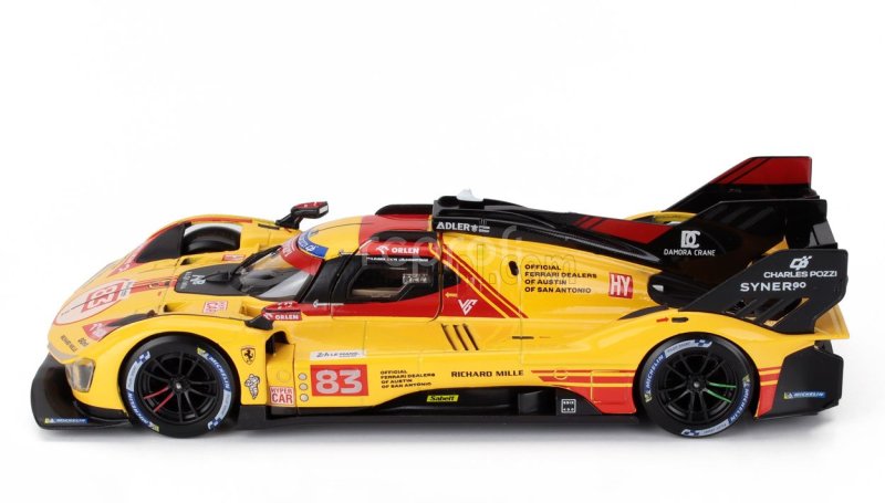 Bburago Ferrari 499p 3.0l Turbo V6 Team Af Corse N  83 24h Le Mans 2024 Robert Kubica - Robert Shwartzman - Yifei Ye 1:24 Žlutá Červená