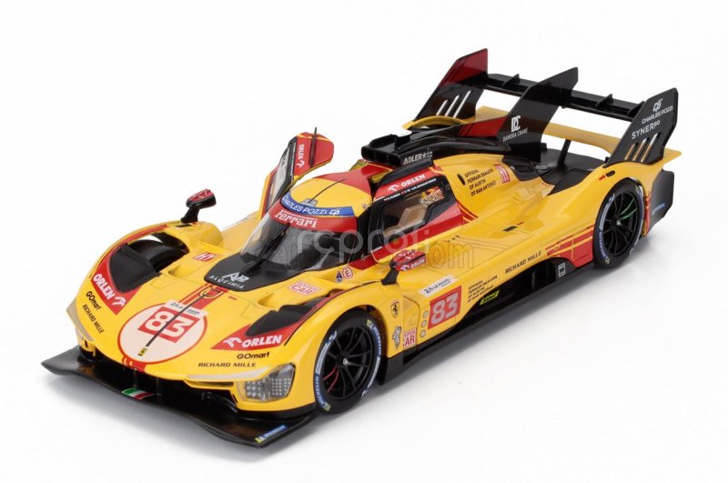 Bburago Ferrari 499p 3.0l Turbo V6 Team Af Corse N  83 24h Le Mans 2024 Robert Kubica - Robert Shwartzman - Yifei Ye 1:24 Žlutá Červená