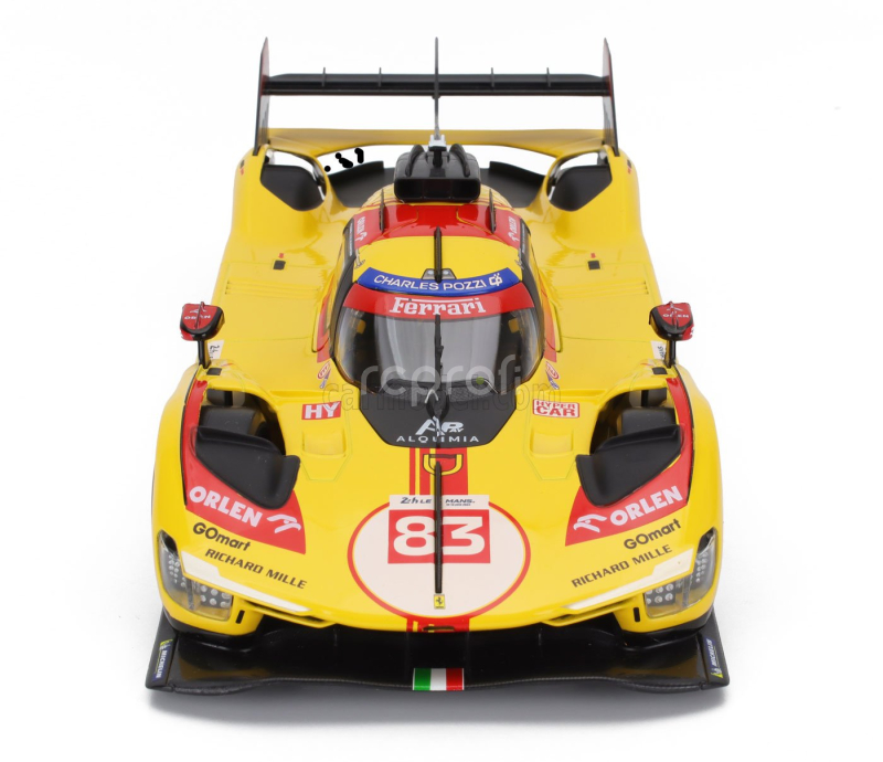Bburago Ferrari 499p 3.0l Turbo V6 Team Af Corse N  83 24h Le Mans 2024 Robert Kubica - Robert Shwartzman - Yifei Ye - Con Vetrina - With Showcase 1:18 Žlutá Červená