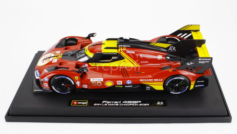 Bburago Ferrari 499p 3.0l Turbo V6 Team Ferrari Af Corse N 50 Winner 24h Le Mans 2024 Antonio Fuoco - Miguel Molina - Nicklas Nielsen 1:18 Red