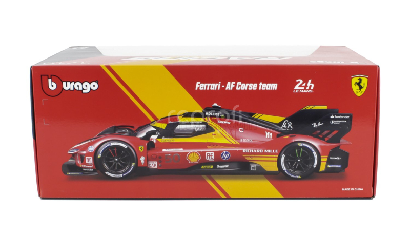 Bburago Ferrari 499p 3.0l Turbo V6 Team Ferrari Af Corse N 50 Winner 24h Le Mans 2024 Antonio Fuoco - Miguel Molina - Nicklas Nielsen 1:18 Red