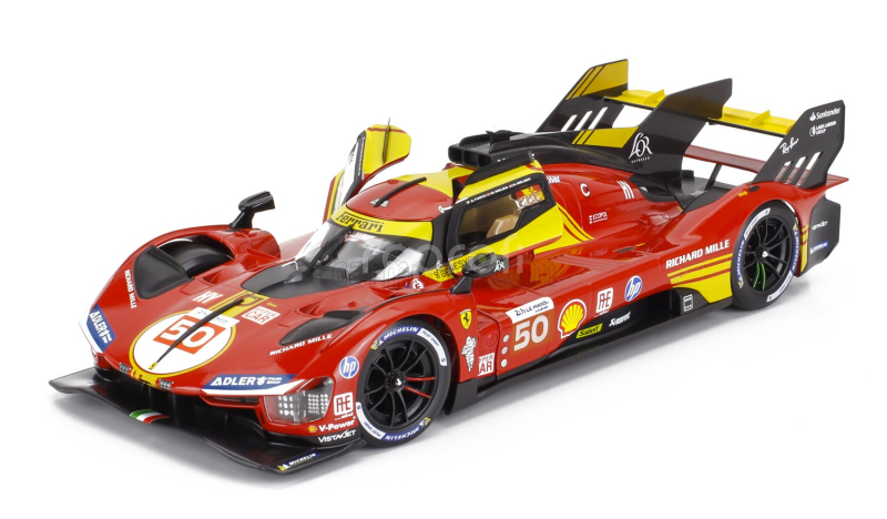 Bburago Ferrari 499p 3.0l Turbo V6 Team Ferrari Af Corse N 50 Winner 24h Le Mans 2024 Antonio Fuoco - Miguel Molina - Nicklas Nielsen 1:18 Red