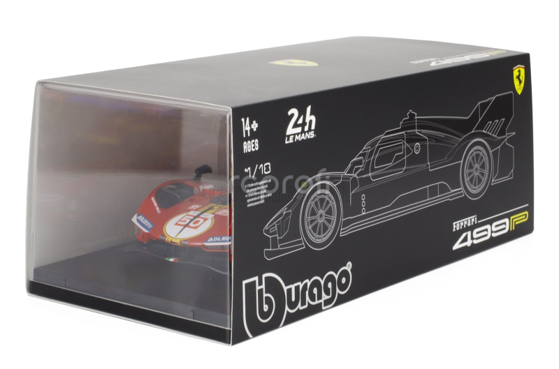 Bburago Ferrari 499p 3.0l Turbo V6 Team Ferrari Af Corse N 50 Winner 24h Le Mans 2024 Antonio Fuoco - Miguel Molina - Nicklas Nielsen - Con Vetrina - With Showcase 1:18 Red