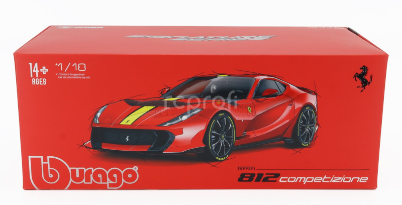 Bburago Ferrari 812 Competizione 2021 1:18 Rosso Corsa - Červenožlutá