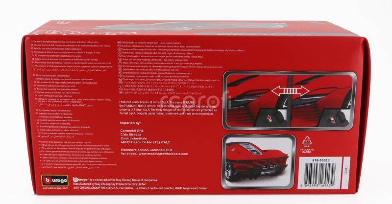 Bburago Ferrari Daytona Sp3 Spider Open Roof 2022 1:18 Rosso Magma - Červený Met