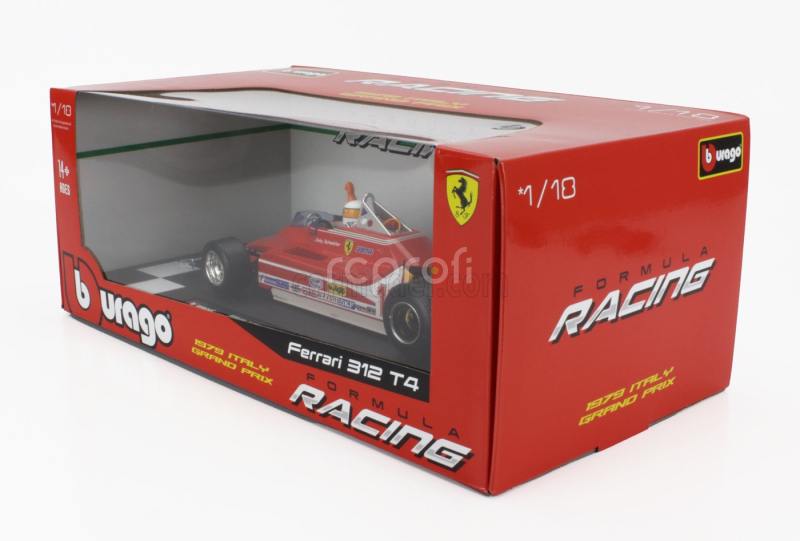Bburago Ferrari F1  312t4 N 11 Winner Gp Monza Jody Scheckter (with Pilot Figure) 1979 World Champion 1:18 Red