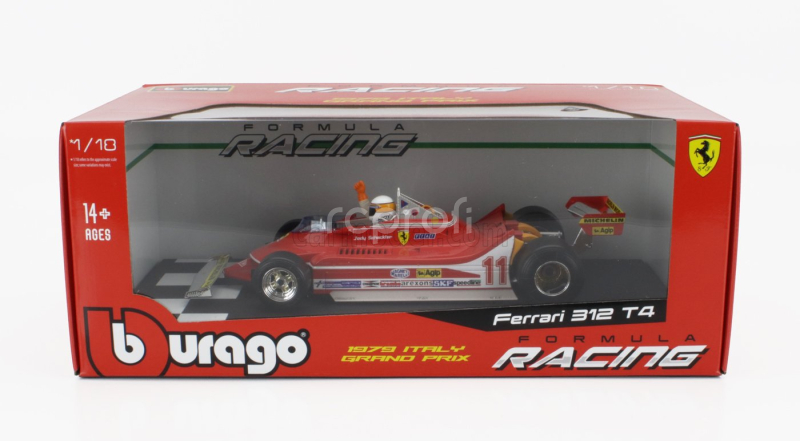 Bburago Ferrari F1  312t4 N 11 Winner Gp Monza Jody Scheckter (with Pilot Figure) 1979 World Champion 1:18 Red