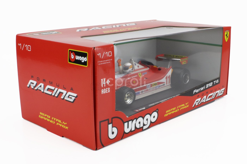 Bburago Ferrari F1  312t4 N 11 Winner Gp Monza Jody Scheckter (with Pilot Figure) 1979 World Champion 1:18 Red