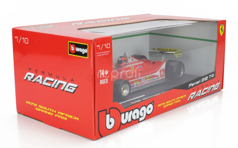 Bburago Ferrari F1  312t4 N 12 Winner South Africa Gp Kyalami (with Pilot) 1979 Gilles Villeneuve 1:18 Red