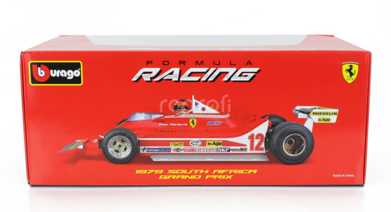 Bburago Ferrari F1  312t4 N 12 Winner South Africa Gp Kyalami (with Pilot) 1979 Gilles Villeneuve 1:18 Red