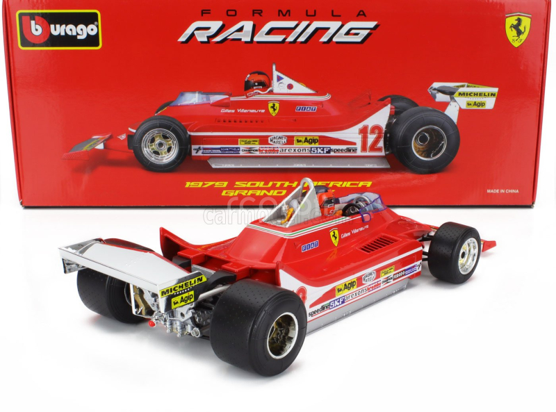 Bburago Ferrari F1  312t4 N 12 Winner South Africa Gp Kyalami (with Pilot) 1979 Gilles Villeneuve 1:18 Red