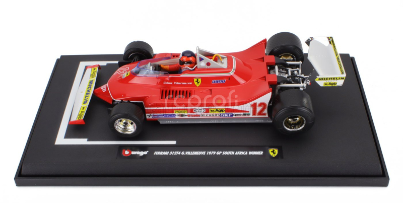 Bburago Ferrari F1  312t4 N 12 Winner South Africa Gp Kyalami (with Pilot) 1979 Gilles Villeneuve 1:18 Red