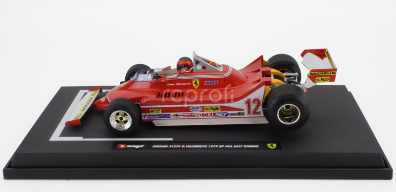 Bburago Ferrari F1  312t4 N 12 Winner Watkins Glen Gp Usa (with Pilot Figure And Rain Wheels) 1979 Gilles Villeneuve 1:18 Red