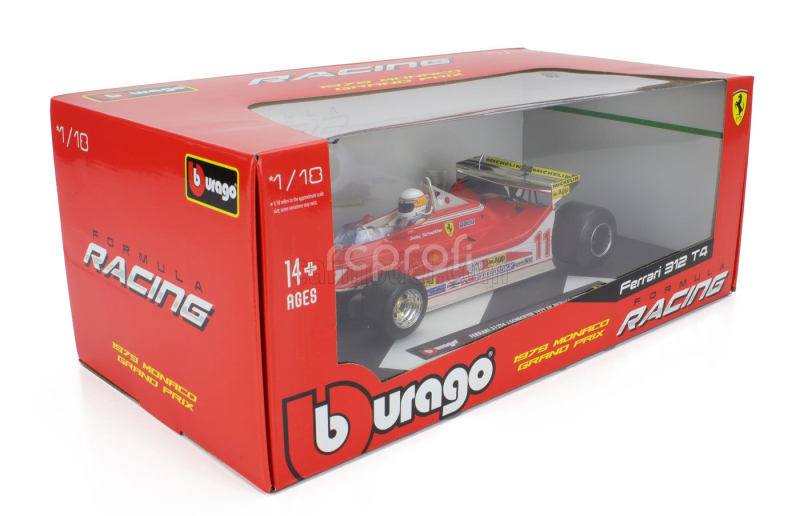 Bburago Ferrari F1  312t4 Short Tail N 11 Winner Monaco Gp Jody Scheckter (with Pilot) 1979 World Champion 1:18 Red