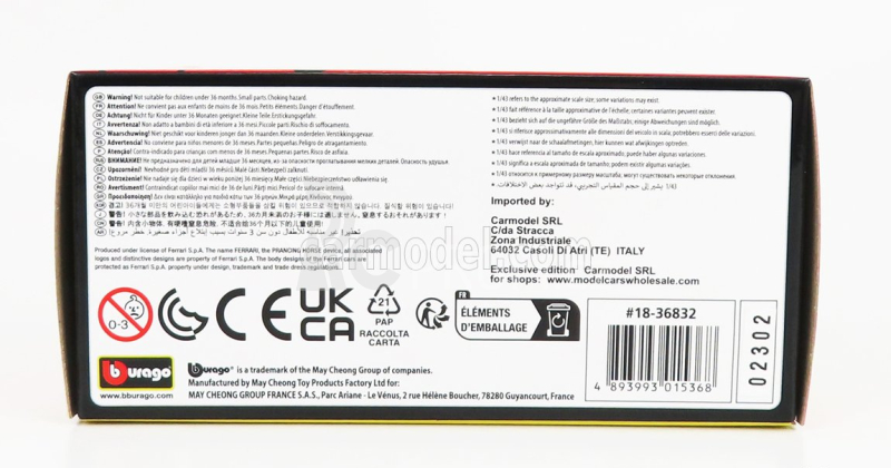 Bburago Ferrari F1-75 Scuderia Ferrari N 16 2nd Monza Gp Italy (pole Position) 2022 Charles Leclerc - Exclusive Carmodel 1:43 Červená Žlutá