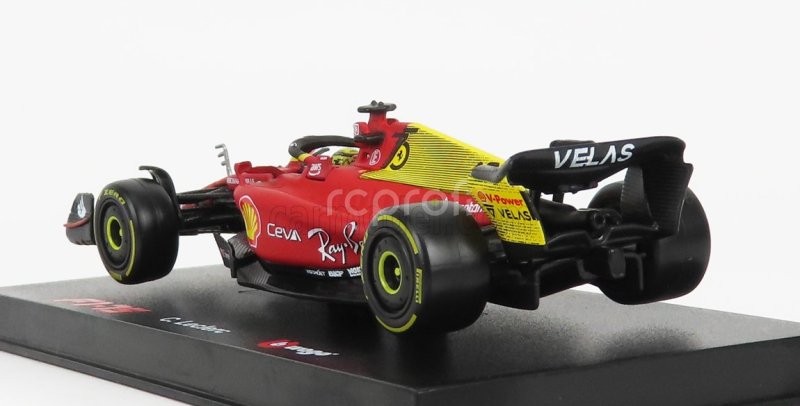 Bburago Ferrari F1-75 Scuderia Ferrari N 16 2nd Monza Gp Italy (pole Position) 2022 Charles Leclerc - With Helmet And Plastic Showcase - Exclusive Carmodel 1:43 Červená Žlutá