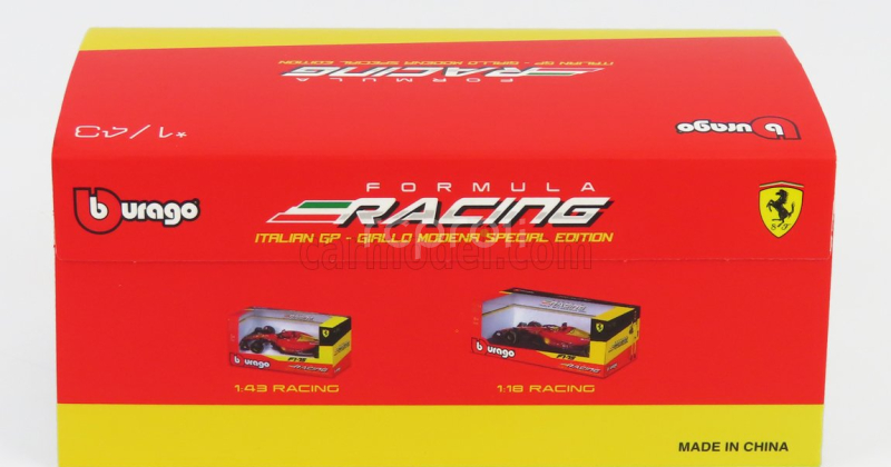 Bburago Ferrari F1-75 Scuderia Ferrari N 16 2nd Monza Gp Italy (pole Position) 2022 Charles Leclerc - With Helmet And Plastic Showcase - Exclusive Carmodel 1:43 Červená Žlutá
