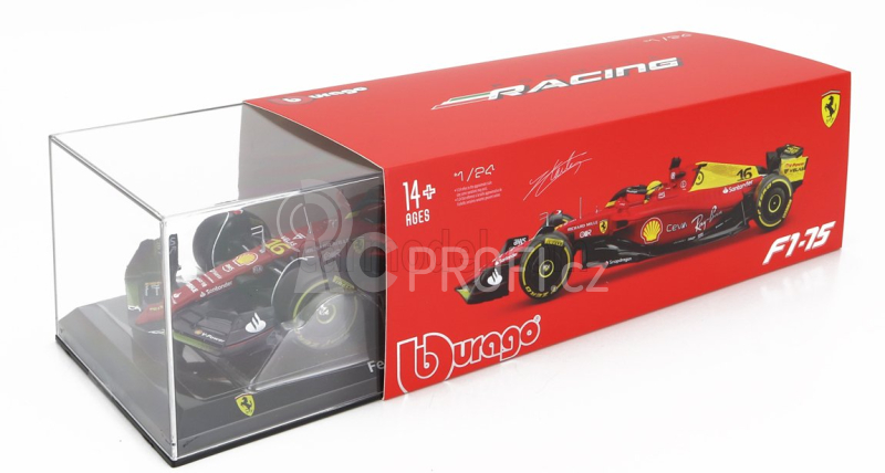 Bburago Ferrari F1-75 Scuderia Ferrari N 16 2nd Monza Gp Italy (pole Position) 2022 Charles Leclerc - With Pilot And Showcase - Exclusive Carmodel 1:24 Červená Žlutá