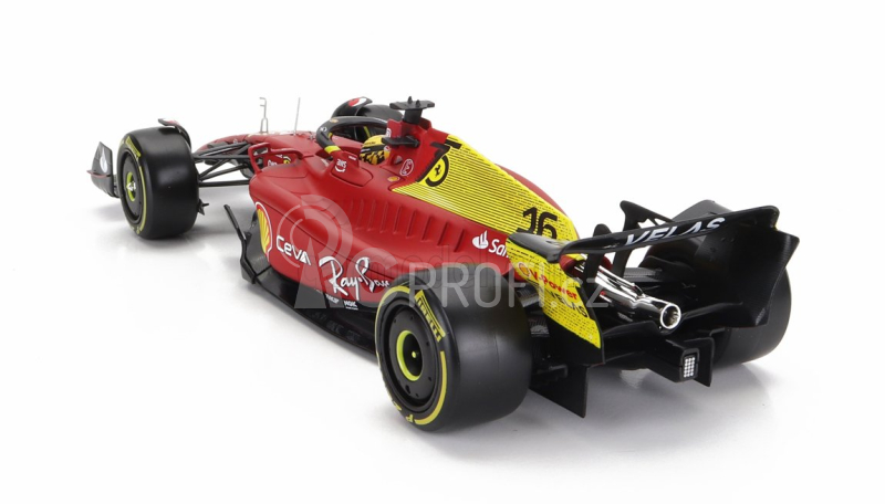 Bburago Ferrari F1-75 Scuderia Ferrari N 16 2nd Monza Gp Italy (pole Position) 2022 Charles Leclerc - With Pilot And Showcase - Exclusive Carmodel 1:24 Červená Žlutá