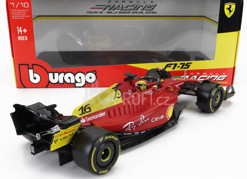 Bburago Ferrari F1-75 Scuderia Ferrari N 16 2022 Charles Leclerc 1:18, červená