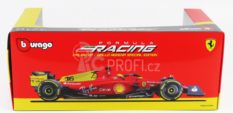 Bburago Ferrari F1-75 Scuderia Ferrari N 16 2022 Charles Leclerc 1:18, červená