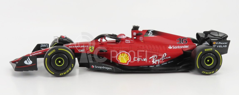 Bburago Ferrari F1-75 Scuderia Ferrari N 16 Season 2022 Charles Leclerc - Yellow Wheels - Exclusive Carmodel 1:18 Red