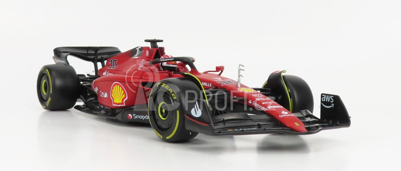 Bburago Ferrari F1-75 Scuderia Ferrari N 16 Season 2022 Charles Leclerc - Yellow Wheels - Exclusive Carmodel 1:18 Red