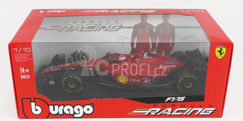 Bburago Ferrari F1-75 Scuderia Ferrari N 16 Season 2022 Charles Leclerc - Yellow Wheels - Exclusive Carmodel 1:18 Red