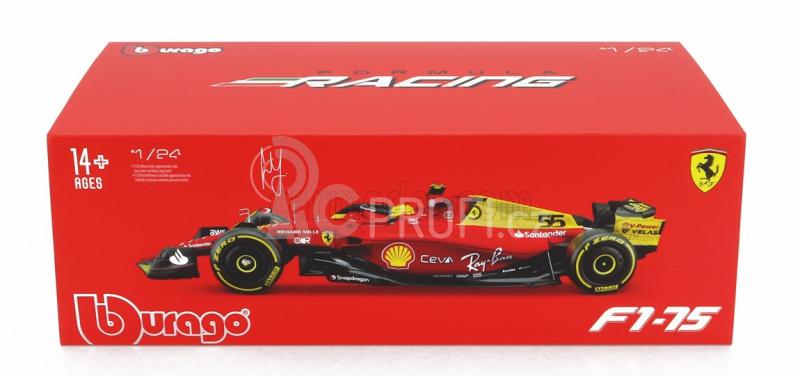 Bburago Ferrari F1-75 Scuderia Ferrari N 55 1:24, červená